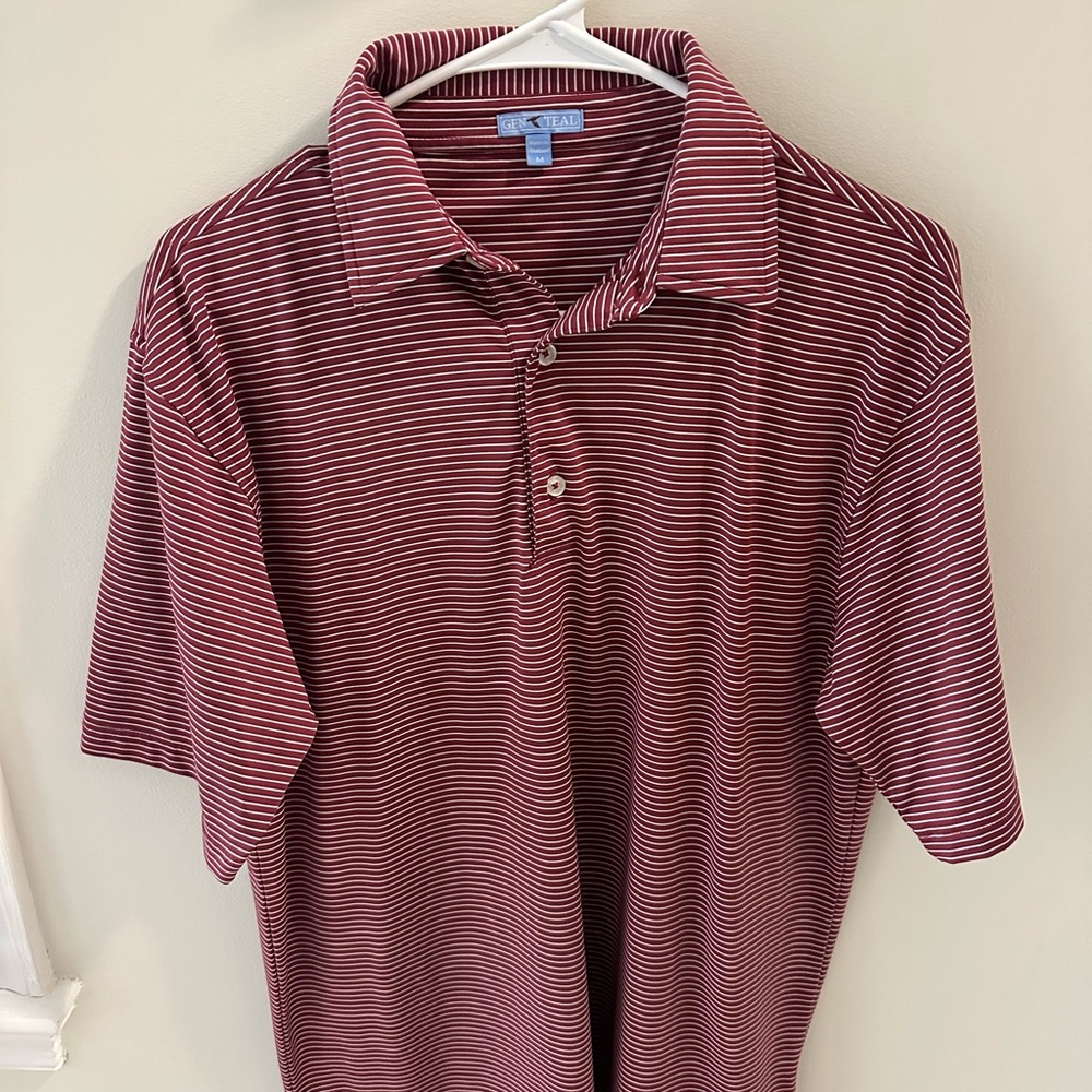Genteal Burgundy Striped Polo Shirt